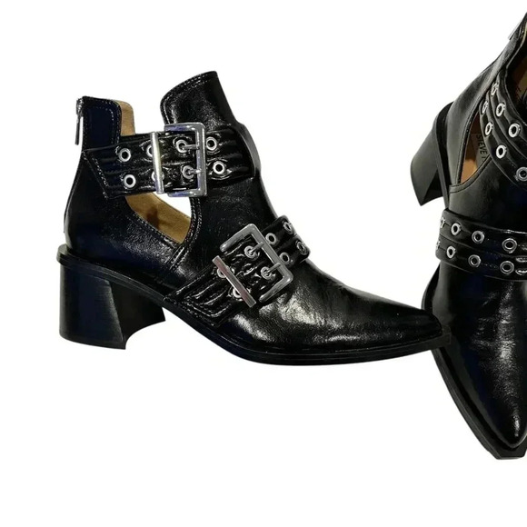 Steve Madden Grazia Pointed Toe Moto Bootie Black Size 10 - Picture 11 of 14